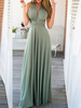 Robes Longues en Mousselines Femmes avec Bretelles sans Manches à Col V Coupe Cintrée à Lacets Bas Evasée Unicolore Robes Longues Sexy