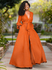 Robes Longues Femmes en Mousselines à Col Décolleté en V avec Manches Longues Amples Coupe Cintrée à Lacets Fente Sur Devant Unicolore Robes Longues Femmes