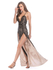 Robes Longues Femmes en Mousselines avec Paillettes avec Bretelles à Col Décolleté en V Coupe Cintrée Fente Latérale Imprimés Unicolore Sexy