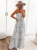 Robes Longues Femmes Imprimés robe fleurie Etés sans Manches Coupe Cintrée Bas Evasée Bicolores Robes Etés Sexy