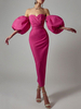 Robes Longues Femmes Moulantes Imprimés les Pois avec Manches Courtes Amples à Col Décolleté Coupe Cintrée Bicolores Sexy