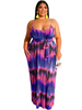 Robes Longues Grandes Tailles Imprimés Rayures Moulantes avec Bretelles à Col Décolleté en U Coupe Cintrée à Lacets Multicolores Robe Eté Sexy