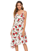 Robes Longues Imprimés Femme Eté avec Bretelles à Col V Coupe Cintrée Bas Evasée Bicolores Robes Eté Sexy
