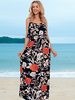 Robes Longues Imprimés Florales Femmes Eté Sexy avec Bretelles à Col V avec Volants Coupe Cintrée Robe Eté Sexy