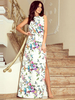 Robes Longues Imprimés Florales Femmes Eté Sexy avec Manches Courtes Epaule Dénudées Coupe Cintrée avec Fente Multicolores Robe Eté Sexy