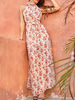 Robes Longues Imprimés robe fleurie Femmes Etés à Col Montant sans Manches Coupe Cintrée à Lacets Bicolores Robes Longues Imprimés robe fleurie