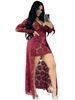 Robes longues pour femmes manches longues robe blanche à col en V en polyester