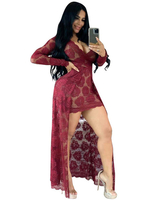 Robes longues pour femmes manches longues robe blanche à col en V en polyester
