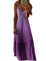 Robes longues pourpres Ombre sans manches bretelles cou Slim Fit longue robe dété