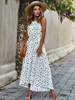 Robes longues sans manches Eric blanc à pois col bijou polyester longueur de plancher robe