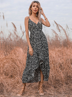 Robes longues sans manches noir bicolore col en V fendu devant pull dos nu polyester longueur de plancher robe