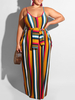 Robes Maxi à Lacets Rayées Sans Manches à Bretelles Grande Taille