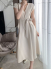 Robes Maxi Blanc Chaud Manches Courtes Col En V Polyester Longueur De Plancher Robe