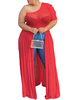 Robes Maxi fendues en maille à une épaule de grande taille