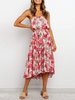 Robes Maxi Florales Sans Manches Haute Faible Femmes Robe Dété