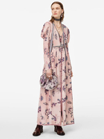 Robes maxi manches longues col bijou couleur champagne robe de longueur de plancher en polyester