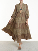 Robes Maxi Manches Longues Motif Imprimé Animal Léopard Col En V Polyester Robe Longue