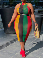Robes mi-longues transparentes sans manches à blocs de couleur de grande taille