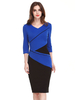 Robes moulantes bleu demi-manches col en v robe ajustée robe fourreau robe crayon