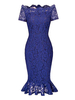 Robes moulantes bleu marine foncé manches courtes robe fourreau col bateau robe crayon