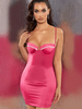 Robes Moulantes Courtes en Satins avec Bretelles Cousu en Paillettes à Col Décolleté avec Dos Nu à Lacets Coupe Cintrée Bicolores Sexy