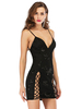 Robes Moulantes Courtes Femmes avec Bretelles avec Paillettes Imprimés les Fleurs Coupe Cintrée Fente Latérale Unicolore Sexy