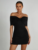 Robes moulantes dos nu replié robes de soirée mini en noir