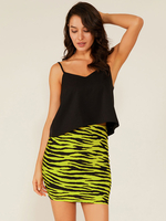 Robes Moulantes Femmes Courtes Imprimés Animal avec Bretelles à Col V sans Manches Coupe Cintrée avec Dos Nus Bicolores Sexy