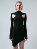 Robes Moulantes Femmes en Mailles avec Col Montant avec Manches Longues Coupe Cintrée Courtes Unicolore Creusantes