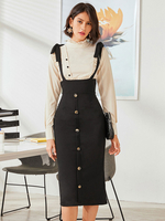 Robes Moulantes Femmes Longues avec Bretelles Décors avec Boutons Unicolore
