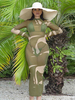 Robes Moulantes Imprimé Motif Olive Bijou Cou Tuyauterie Sheer Casual Manches Longues Robe Crayon