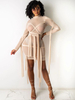 Robes moulantes Kaki Manches longues à lacets Robe fourreau sexy superposée à col haut