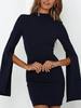 Robes moulantes manches longues coupe décontractée col haut dos décontracté robe slim fit robe fourreau