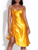 Robes Moulantes Mi-longues en Soie Synthétique avec Bretelles sans Manches Coupe Cintrée à Col Décolleté en V Fente Latérale Unicolore Sexy