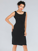 Robes Moulantes Mi-longues Femmes à Col Rond avec Bretelles Coupe Cintrée Unicolore