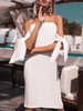 Robes moulantes Noir Manches courtes à lacets Sexy Robe bustier dos nu sans manches Robe fourreau