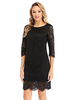 Robes moulantes noires demi-manches col bijou robe mi-longue robe fourreau bureau robe crayon