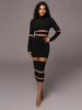 Robes Moulantes Noires Transparentes Col Haut Extensible Chic Manches Longues