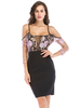 Robes moulantes pour femmes bretelles noires cou fendu devant dos nu demi-manches robe crayon sexy
