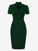 Robes Moulantes Robe Crayon Vert Foncé Décontractée à Manches Courtes Vintage Rétro