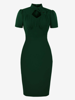 Robes Moulantes Robe Crayon Vert Foncé Décontractée à Manches Courtes Vintage Rétro