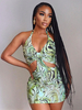 Robes moulantes Robe fourreau asymétrique sans manches à imprimé floral vert