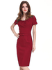 Robes moulantes rouge manches courtes ceinture bijou cou robe ajustée robe fourreau robe crayon