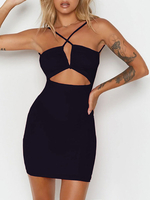 Robes moulantes sexy découpées robe crayon sans manches dos nu