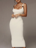 Robes moulantes sexy Détails en métal Robe crayon blanche sans manches