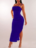Robes moulantes sexy Robe longue sans manches fendue froncée