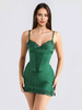 Robes Moulantes Vert Foncé À Bretelles Cordon Sexy Robe Crayon Sans Manches