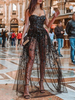 Robes noires maxi paillettes robe de soirée paillettes dos nu sans manches pure robe longue sexy
