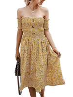 Robes Patineuse Ditsy Imprimé Floral Coton Sexy Robe Manches Courtes Dété