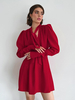 Robes patineuses avec nœud papillon col en V manches longues bouffantes ceinture élégantes printemps robes trapèze mini pour femmes 2025